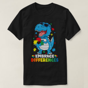 T-shirt Différences d'acceptation T Rex Dinosaur Autisme L