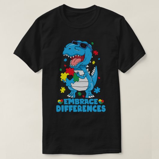 T-shirt Différences d'acceptation T Rex Dinosaur Autisme L (Design devant)