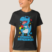 T-shirt Différences d'acceptation T Rex Dinosaur Autisme L (Devant)