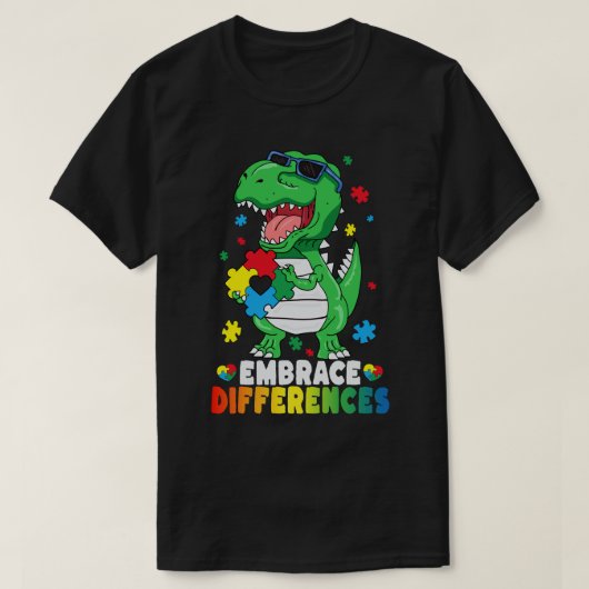 T-shirt Différences d'acceptation T Rex Dinosaur Autisme L (Design devant)