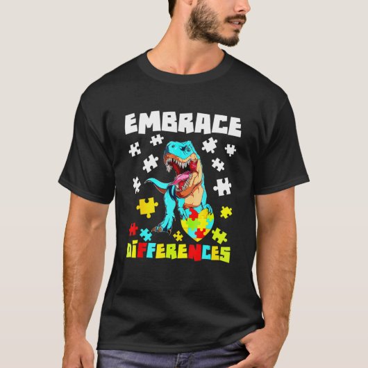 T-shirt Différences d'acceptation T Rex Dinosaur Puzzle Au (Devant)