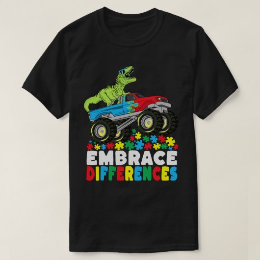 T-shirt Différences d'acceptation T Rex Monster Truck Auti (Design devant)