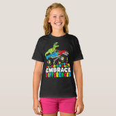 T-shirt Différences d'acceptation T Rex Monster Truck Auti (Devant entier)