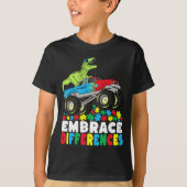 T-shirt Différences d'acceptation T Rex Monster Truck Auti (Devant)