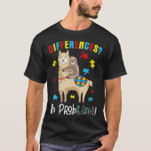 T-shirt Différent Aucun Prob Llama Sloth Llama Puzzle Auti (Devant)