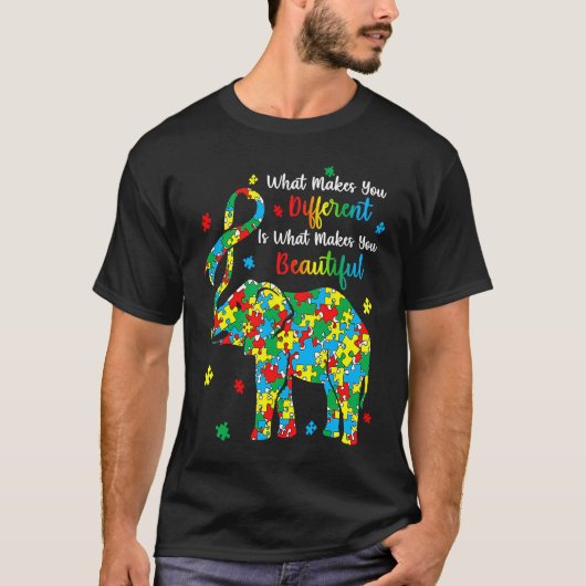 T-shirt Different Beautiful Autism Awareness Puzzle Piece (Devant)