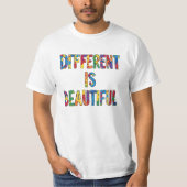 T-shirt Different Is Beautiful - Sensibilisation sur l'aut (Devant)