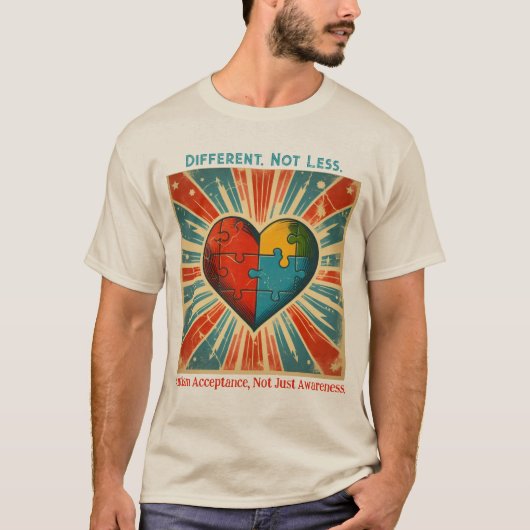 T-shirt "Différent, pas moins" pour l'acceptation (Devant)