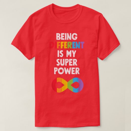 T-shirt Différents Neurodiversité Super Puissance Autisme  (Design devant)
