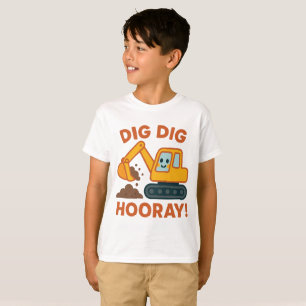 T-shirt Dig Dig Hourra Construction Excavatrice Enfants
