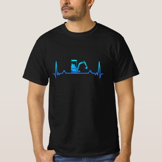 T-shirt Digger Excavateur Heartbeat Papa Cadeau (Devant)