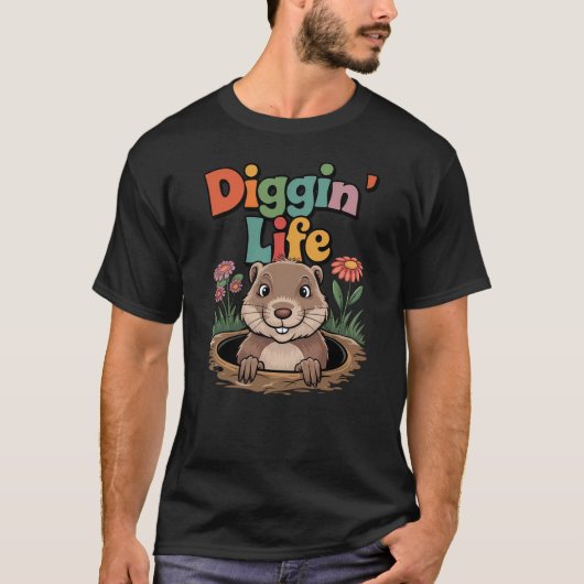 T-shirt Diggin Life Funny Gopher (Devant)