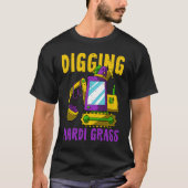 T-shirt Digging Mardi Gras Cool Jester Excavator Construct (Devant)