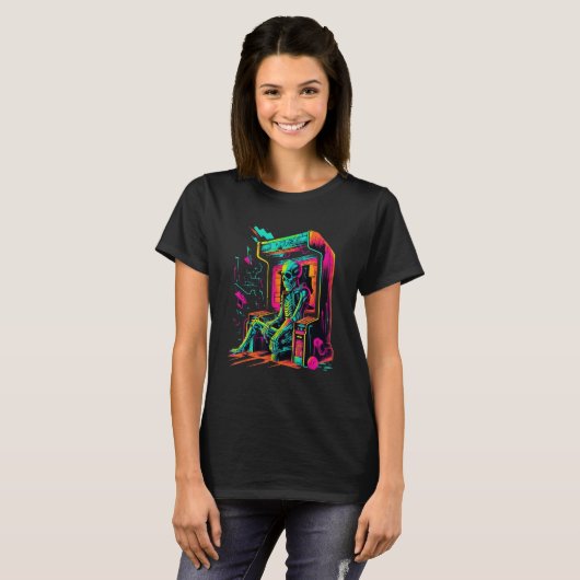 T-shirt Digital Bones  Skeleton in Arcade Machine EDM Desi (Devant entier)
