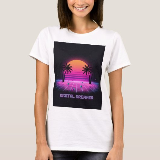 T-shirt Digital Dreamer Retro Sunset Tee | Y2K shirt (Devant)