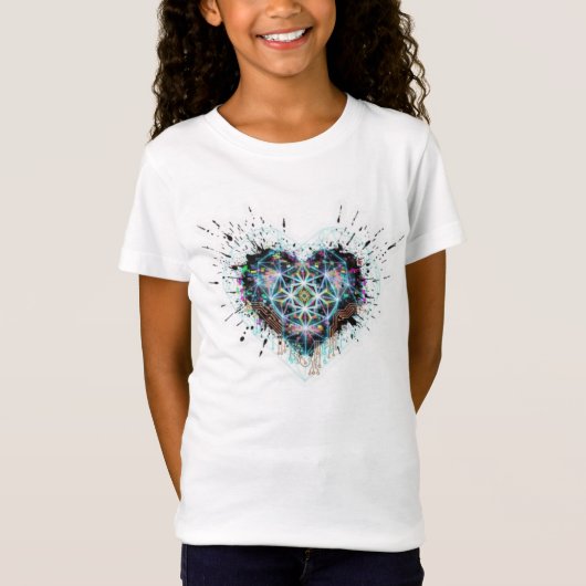 T-Shirt Digital Heart Sacred Geometry Heart Design  (Devant)