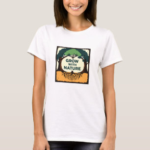 T-shirt Digital Illustration of Stylized Tree with Roots a