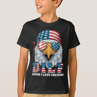 T-shirt Dilf Drapeau Usa Aigle J'Aime Liberté 4 Juillet Ho