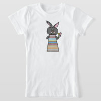 T-shirt d'illustration de lapin floral pour filles