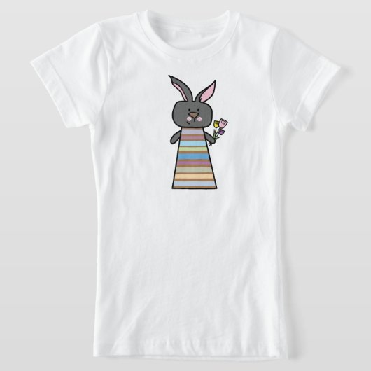 T-shirt d'illustration de lapin floral pour filles (Poser)