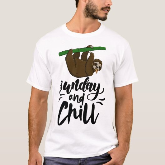 T-shirt Dimanche & Chill Funny Sleepy Head Lazy Sloth Loth (Devant)