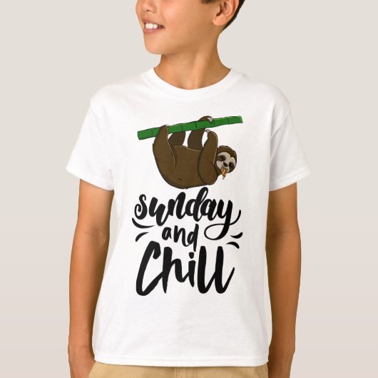 T-shirt Dimanche & Chill Funny Sleepy Head Lazy Sloth Loth (Devant)