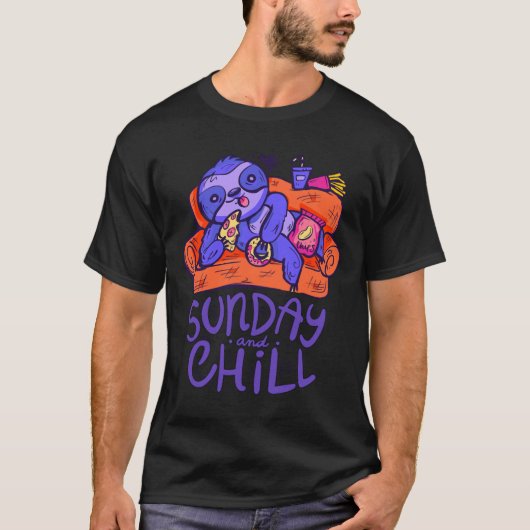 T-shirt Dimanche Et Chill Funny Blue Sloth (Devant)
