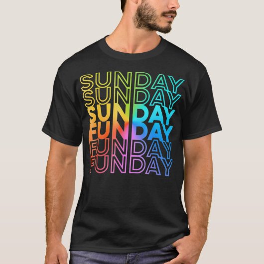 T-shirt Dimanche Fête Rainbow Fade Color (Devant)