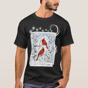 T-shirt Dinales d'hiver Birch Trees Design Snowflake