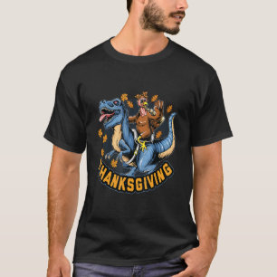 T-shirt Dinde à cheval sur dinosaure T Rex Léopard Bandeau
