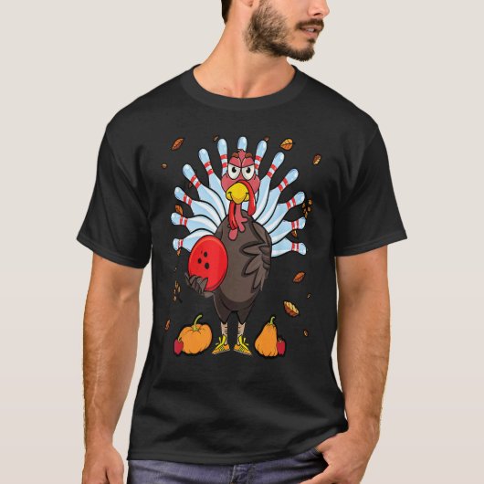 T-shirt Dinde Bowling Hello Fall Jote Turkey Bowling Squa (Devant)