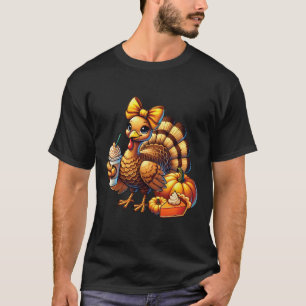 T-shirt Dinde buvant du café arc de Thanksgiving femmes Di