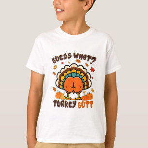 T-shirt Dinde de poulet drôle de Thanksgiving devine quoi