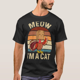 T-shirt Dinde de Thanksgiving Chat Faux Rétro Vinage Chats
