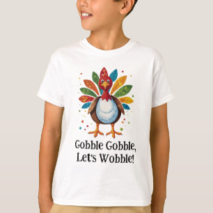 T-shirt Dinde de Thanksgiving de dessin animé coloré amusa