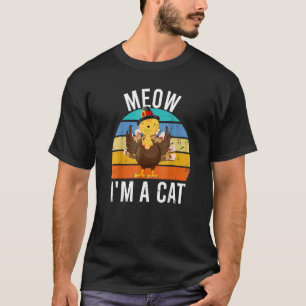 T-shirt Dinde de Thanksgiving Fausse Chat Rétro Femmes Hom
