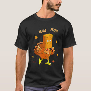 T-shirt Dinde de Thanksgiving Faux Miau de Chat Chat Than