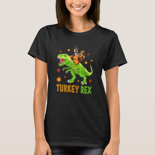 T-shirt Dinde de Thanksgiving Garçons Dinosaure Saurus rex (Devant)
