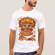 Dinde de Thanksgiving mignonne avec feuilles d'aut