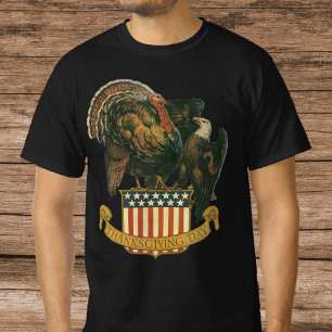 T-shirt Dinde de Thanksgiving vintage, aigle, drapeau amér