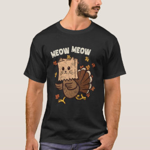 T-shirt Dinde drôle de chat Miaou Humour Action de grâce H