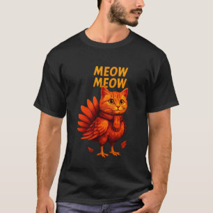 T-shirt Dinde drôle de chat Miaou humour de dîner de Thank