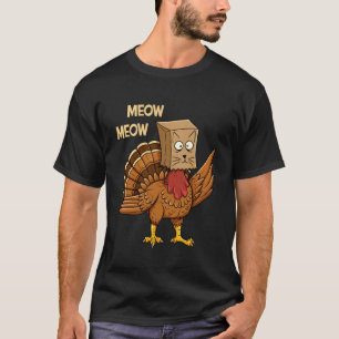 T-shirt Dinde drôle de Thanksgiving Chat Miaou Hommes Femm