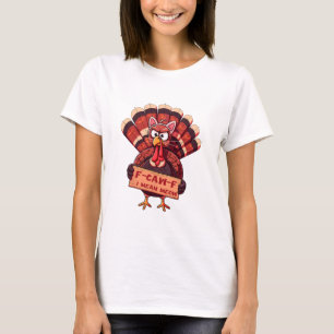 T-shirt Dinde drôle de Thanksgiving humour chat Cospla F-c