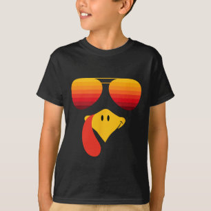 T-shirt Dinde drôle de visage de Thanksgiving avec des lun
