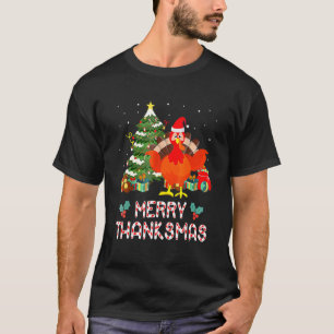T-shirt Dinde drôle Santa Joyeux Thanksmas Noël Merci