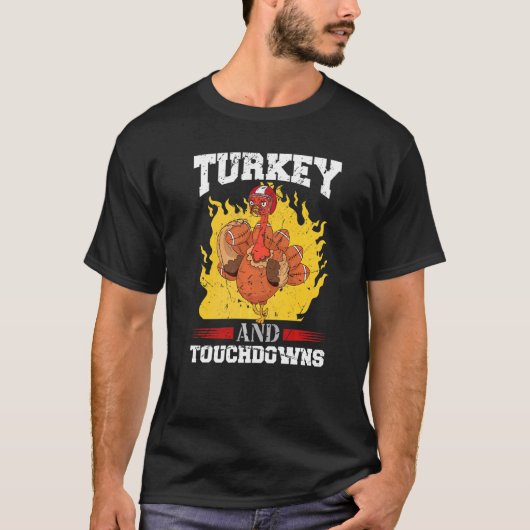 T-shirt Dinde Et Touchdowns Action De Grâce Football Améri (Devant)