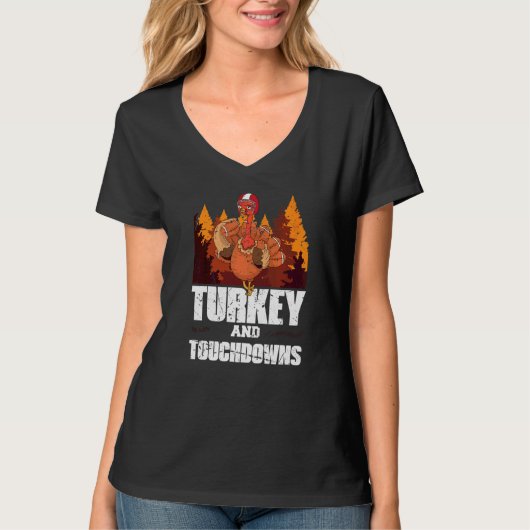 T-shirt Dinde Et Touchdowns Action De Grâce Football Améri (Devant)