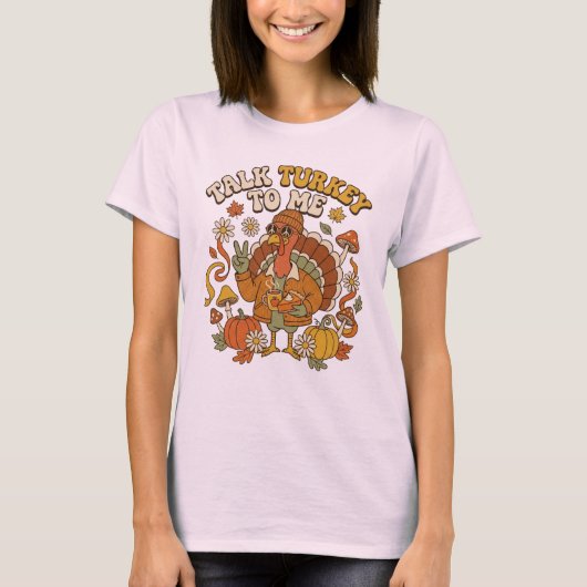 T-shirt Dinde Groovy Automne Pause Café (Devant)