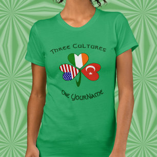 T-shirt Dinde Irlande États-Unis Trèfle Drapeau Personnali